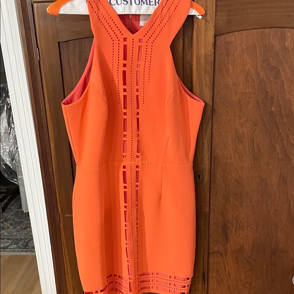 Greylin Bright Orange Cut-Out Mini Dress